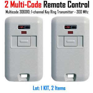 Multicode 3060 Mini Garage Door or Gate Opener Remote Control - 300MHZ 