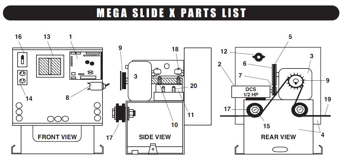 Liftmaster Mega Slide X Parts, Mega Slide Replacement Parts