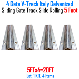Gate V Track Aluminum 20ft in 4-5ft Sections for Sliding Driveway Gate Track 